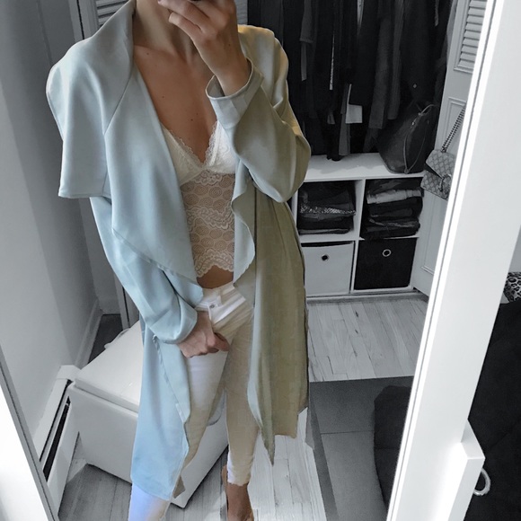 LAST 1 ✨Silver Gray Long Trench Coat Jacket - Picture 3 of 5